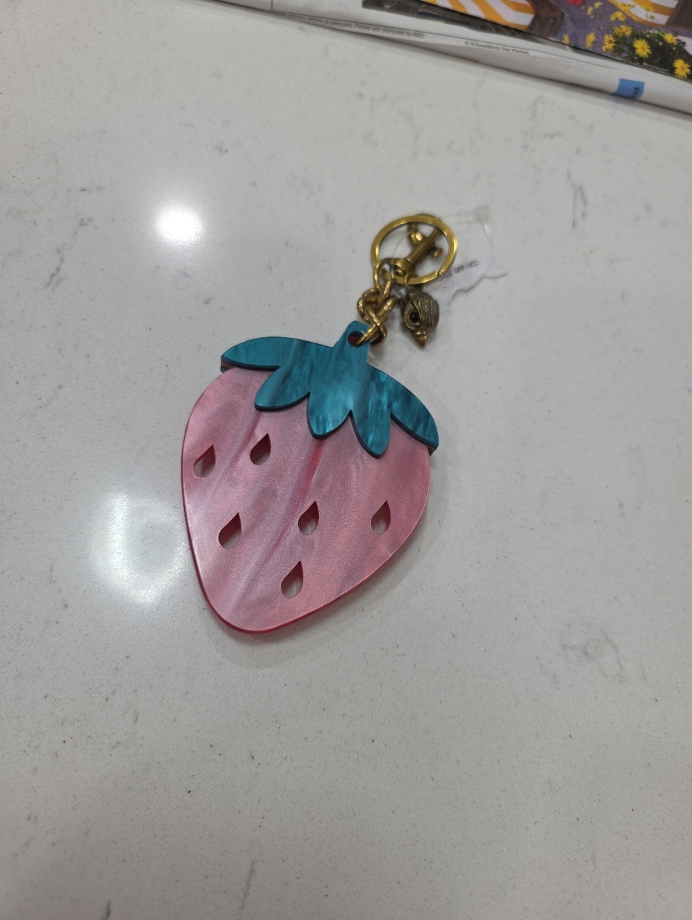 Kurt Geiger Strawberry Keyring Bag Charm - Picture 3 of 5